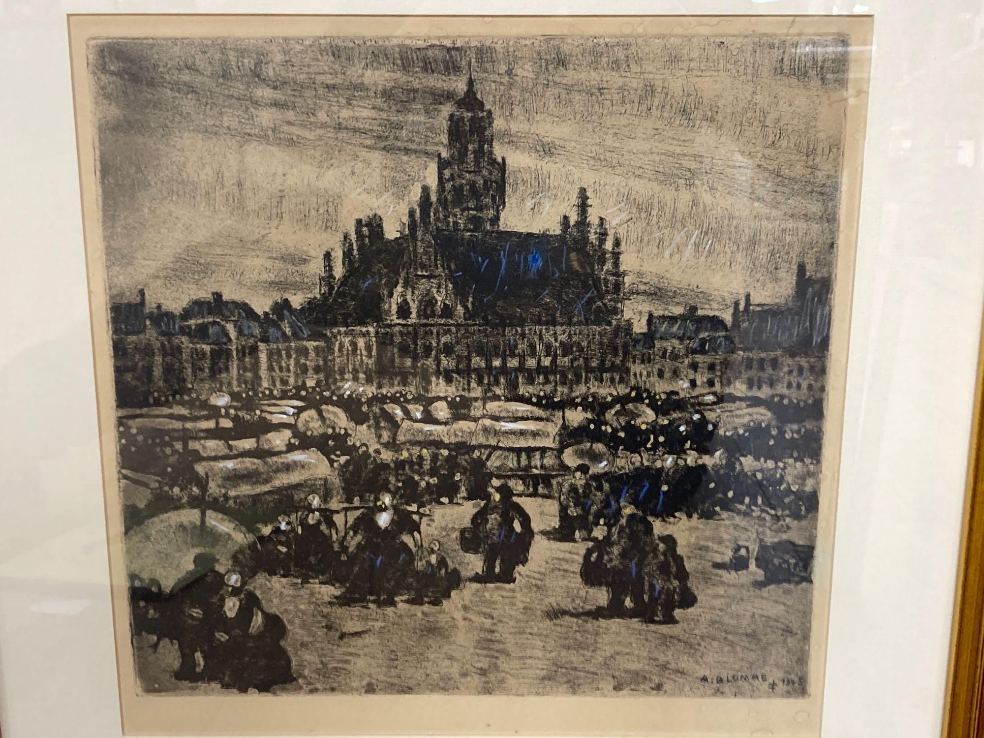 Alfons Blomme (1889-1979), a black and white print, Middelburg - 1950, 34 x 34cm